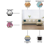 Falco RHS 6 Seater L Shape Sofa Set for Living Room (Cream Fabric) Premium Fabric Sofa