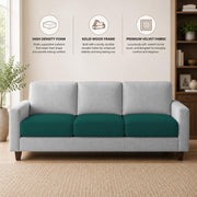 Casaliving Gladino Modern Velvet Fabric Sofa, Tufted Design Upholstered 3 Seater Sofa Set for Living Room, Premium Velvet Fabric Sofa (Black)