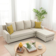 Jester 4 Seater Sofa Set with Center Table for Living Room (Cream Colour) Premium Fabric Sofa