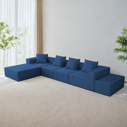 Sheron U Shaped Compressed Sofa Set for Living Room with Spacious Boucle Couch Set Living Rooms, (Blue Fabric) Premium Fabric U Shape Sofa for Living Room
