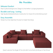 Sheron U Shaped Compressed Sofa Set for Living Room with Spacious Boucle Couch Set Living Rooms, (Maroon Fabric) Premium Fabric U Shape Sofa for Living Room