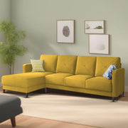 Swaloni LHS 6 Seater L Shape Sofa Set for Living Room (Yellow) Premium Fabric Sofa