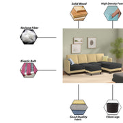 Swaloni RHS 6 Seater L Shape Sofa Set with Center Table for Living Room (Cream Black) Premium Fabric Sofa