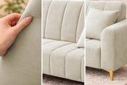 Velour Modern Velvet Sofa, Tufted Design Upholstered 3 Seater Sofa Set for Living Room, (Black Colour) Premium Velvet Fabric Sofa