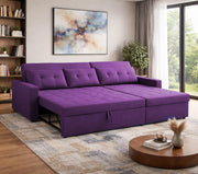 Casaliving Treshta 4 Seater LHS L - Shape Pull-Out Sofa Cum Bed with Storage Sofa for Living Room (Brown Fabric Color) Premium Fabric Sofa Set for Living Room Sofa Cum Bed