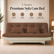 Casaliving Danny Sofa Cum Bed for Living Room Premium Fabric Sofa New 3 Seater Sofa Cum Bed Velvet Fabric with 2 Cushions and Suitable for All Indoor (Black Grey)