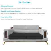 Falconar 3 Seater Sofa Set for Living Room (Black Grey Fabric) Premium Fabric Sofa