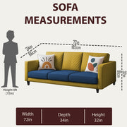 Casaliving Mikasa 3 Seater Sofa Set for Living Room (Black Colour Fabric) Premium Fabric Sofa