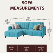 Netlie 4 Seater LHS L Shape Sofa Set for Living Room (Turquise Fabric) Premium Fabric Sofa Set for Living Room