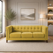 Casaliving Fento 3 Seater Sofa Set for Living Room, 3 Seater (Black) Colour Premium Velvet Fabric Sofa