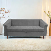 Casaliving Doraldo 3 Seater Sofa Cum Bed for Living Room (Cream Fabric) Premium Fabric Sofa