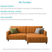 Netlie 4 Seater RHS L Shape Sofa Set for Living Room (Orange Fabric) Premium Fabric Sofa Set for Living Room