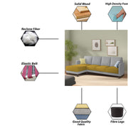 Swaloni LHS 6 Seater L Shape Sofa Set for Living Room (Yellow Grey) Premium Fabric Sofa