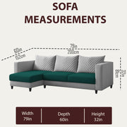 Mikasa 4 Seater LHS L Shape Sofa Set for Living Room (Pine Grey Fabric) Premium Fabric Sofa Set for Living Room