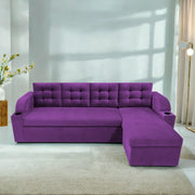 Grance LHS 4 Seater Corner Sofa Cum Bed for Living Room (Black Fabric) Premium Fabric Sofa