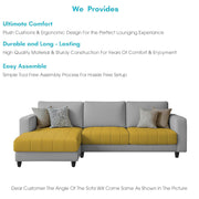 Oslo 4 Seater LHS L Shape Sofa Set for Living Room (Yellow Grey Fabric) Premium Fabric Sofa Set for Living Room