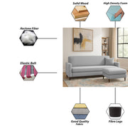 Valkyrie 4 Seater L Shape Convertible Sofa Set for Living Room, 3 Seater & Ottoman Modular Sectional Couch for Small Space (Grey Colour) Fabric