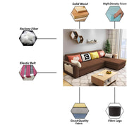 Denis 5 Seater RHS L Shape Sofa Set for Living Room (Brown Fabric) Premium Fabric Sofa