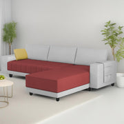 Linus RHS 4 Seater L Shape Sofa Set for Living Room (Maroon Grey Fabric) Premium Fabric Sofa