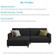 Netlie 4 Seater LHS L Shape Sofa Set for Living Room (Black Fabric) Premium Fabric Sofa Set for Living Room