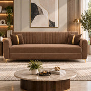 Casaliving Signaturemodel Velure 3 Seater Sofa Set | sued Velvet Fabric| 40D Foam + Zigzag Spring | 3-Yr Warranty (Black Colour)