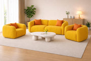 Vesta Modern Velvet Bubble Cloud Sofa, Tufted Design Upholstered 3+1+1 Seater Sofa Set for Living Room, (Black Colour) Premium Velvet Fabric Sofa