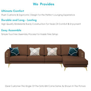 Falco RHS 6 Seater L Shape Sofa Set for Living Room (Brown Fabric) Premium Fabric Sofa