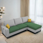 Casaliving Porto RHS 4 Seater L Shape Sofa Set for Living Room (Black Fabric) Premium Velvet Fabric Sofa Set - Black