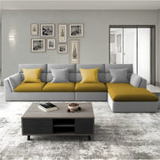 Delton RHS 6 Seater L Shape Sofa Set for Living Room (Yellow Grey) Premium Fabric