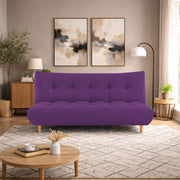 Drantly 3 Seater Sofa Cum Bed for Living Room (Purple Fabric Color) Premium Suede Velvet Fabric Sofa Cum Bed for Living Room