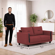 Casaliving Viskafors Upholstered 3 Seater Sofa Set for Living Room (Black Colour Fabric) Premium Fabric Sofa