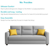 Evona 3 Seater Sofa Set for Living Room (Grey Colour Fabric) Premium Fabric Sofa