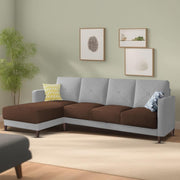 Swaloni LHS 6 Seater L Shape Sofa Set for Living Room (Brown Grey) Premium Fabric Sofa