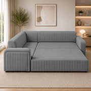 Casaliving Rion 6 Seater L Shape Corner Sofa Cum Bed for Living Room (Black Fabric) Premium Fabric Sofa Cum Bed