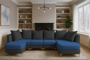 Zoe 8 Seater U Shape Sofa Set for Living Room (Black Grey Colour) Premium Fabric Sofa Set Living Room