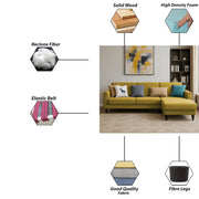 Aria RHS 4 Seater L Shape Sofa Set for Living Room (Yellow) Premium Fabric Sofa Set