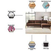 Oudrey 3 Seater Sofa Set with Center Table for Living Room (Brown Colour) Premium Fabric Sofa