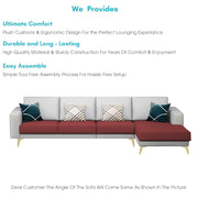 Falco RHS 6 Seater L Shape Sofa Set for Living Room (Maroon Grey Fabric) Premium Fabric Sofa