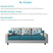 Rolando 3 Seater Sofa Set for Living Room (Turquise Grey Colour) Premium Fabric Sofa Set