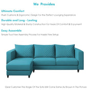 Mikasa 4 Seater LHS L Shape Sofa Set for Living Room (Turquise Fabric) Premium Fabric Sofa Set for Living Room