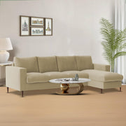 Charmi RHS 6 Seater L Shape Sofa Set for Living Room (Cream Fabric) Premium Fabric Sofa