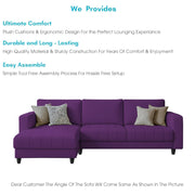 Oslo 4 Seater LHS L Shape Sofa Set for Living Room (Purple Fabric) Premium Fabric Sofa Set for Living Room