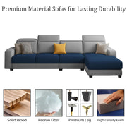 Orion RHS 6 Seater L Shape Sofa Set for Living Room (Blue Grey Colour) Premium Fabric Sofa