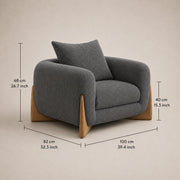Casaliving Elora Modern Premium Boucle Fabric Sofa, Upholstered 3+1 Seater with Ottoman Sofa Set for Living Room, (Black Colour) Premium Boucle Fabric Sofa