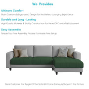 Oslo 4 Seater RHS L Shape Sofa Set for Living Room (Green Grey Fabric) Premium Fabric Sofa Set for Living Room