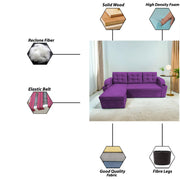Grance LHS 4 Seater Corner Sofa Cum Bed for Living Room (Black Fabric) Premium Fabric Sofa