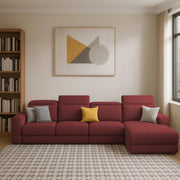 Orion RHS 6 Seater L Shape Sofa Set for Living Room (Maroon Colour) Premium Fabric Sofa