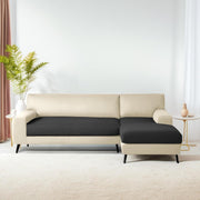 Casaliving Amelia RHS 6 Seater L Shape Sofa Set for Living Room (Black Fabric) Premium Fabric Sofa