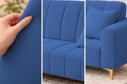 Velour Modern Velvet Sofa, Tufted Design Upholstered 3 Seater Sofa Set for Living Room, (Black Colour) Premium Velvet Fabric Sofa