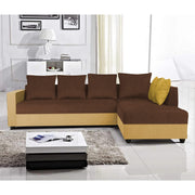 Rio 6 Seater L Shape Sofa for Living Room | Color - Beige Brown Fabric| Right Side Sofa